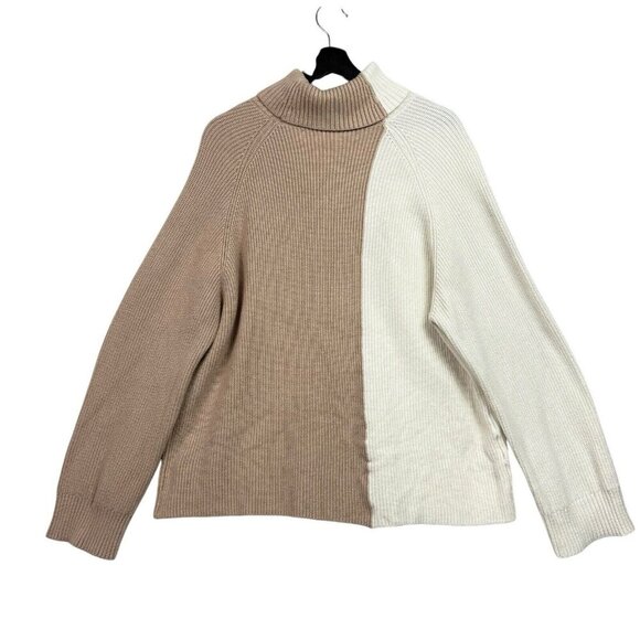 MNG Mango Womens Long Sleeve Color Block Pullover Ribbed Turtleneck Sweater Sz M - Picture 3 of 6